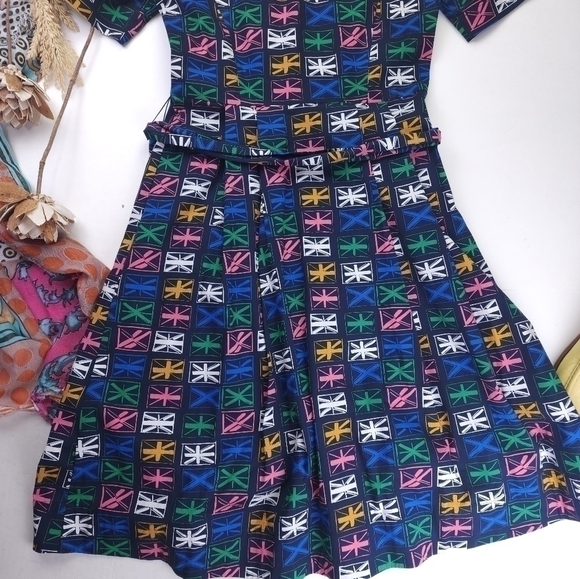 Boden Navy Patterned Dress Sz 4R - Picture 9 of 13